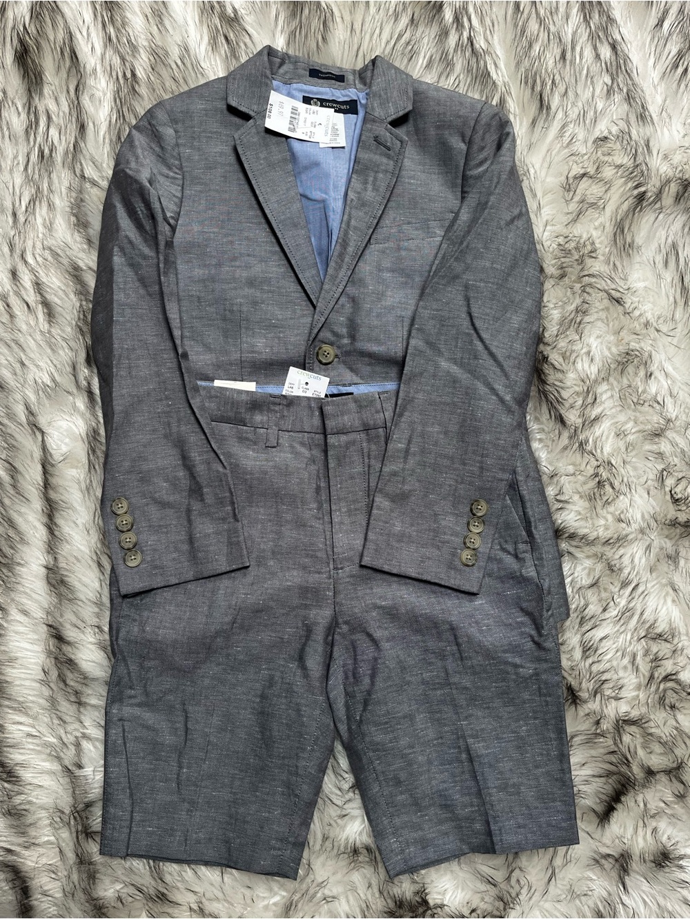 J.Crew Crewcuts Boys Gray Suit Set Blazer & Shorts - Size 8 - NWT